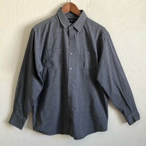 Beverly Hills Polo Club Dark Gray Button Up Shirt Long Sleeve Mens Large Casual